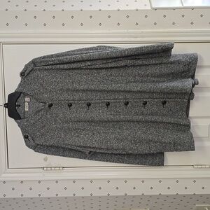 New Women's Grey/Navy Logo Medium Weight Sweater Jacket Size 1X. Lori Goldstein